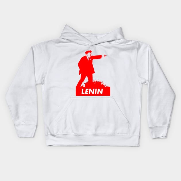 Red Lenin Illustration Kids Hoodie by Raimondi